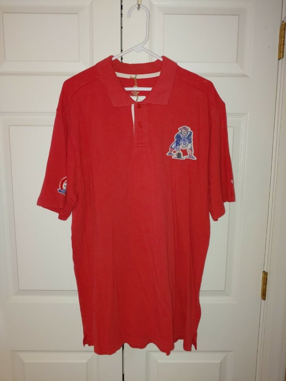 New Reebok Men NFL Red New England Patriots 50th Anniversary Polo Shirt Size XL
